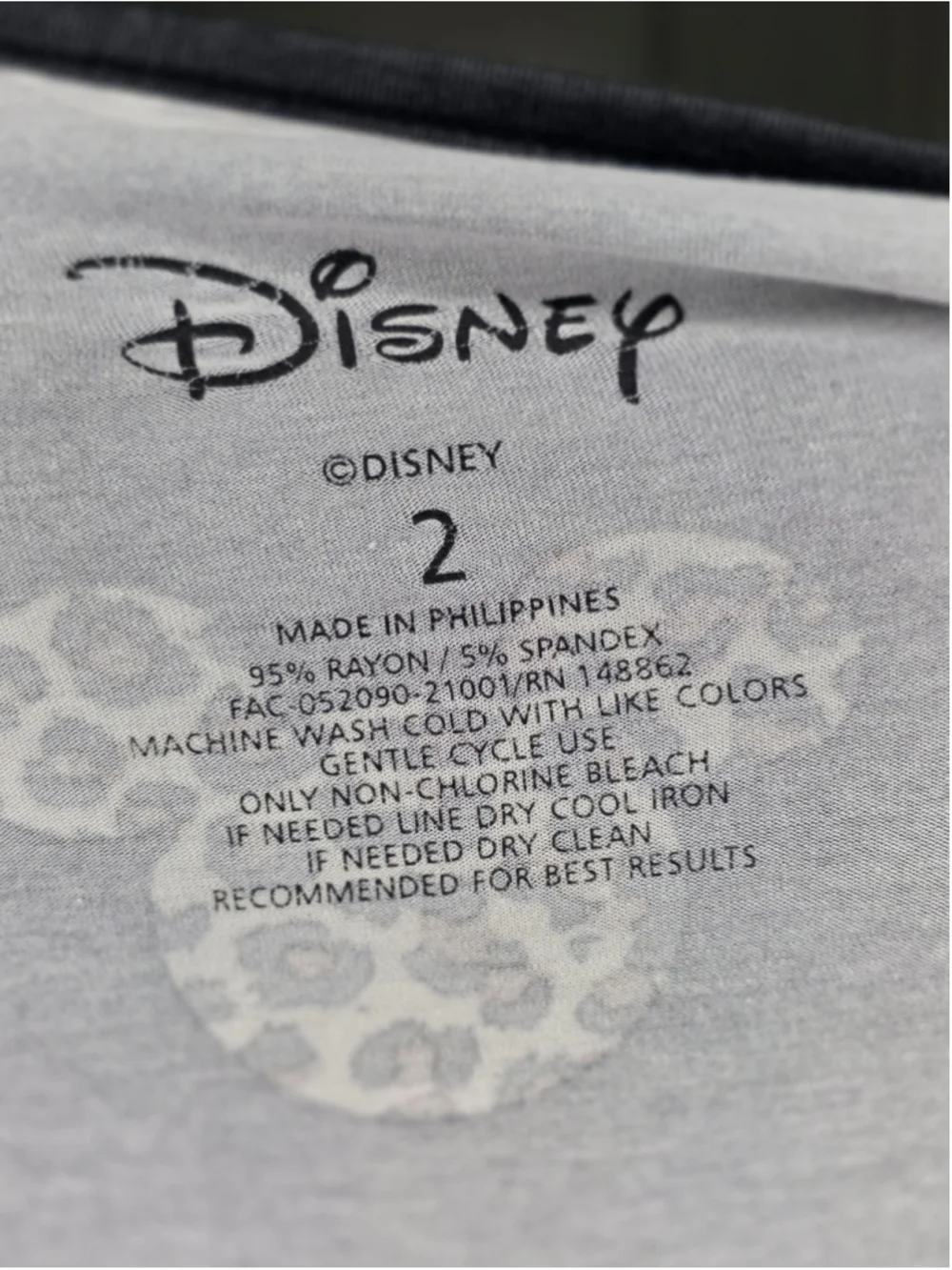 Disney Mickey Mouse Leopard Print Short Sleeve Tee Black Women's Size 2 - Picture 4 of 4